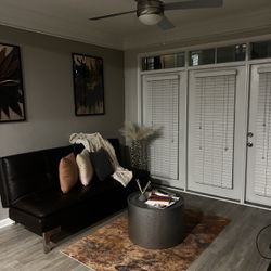 Modern Brown Faux Leather Futon