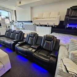 Super Deal 3 Pcs Power Recliners W/ LED LIGHT, WIRELESS CHARDGER $1799