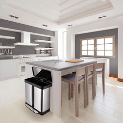 16 Gallon Dual Trash Can, 60L(2x30L) Stainless Steel Kitchen Garbage Can, Step-on Classified Recycle Garbage Bin with Removable Inner Buckets, for Kit