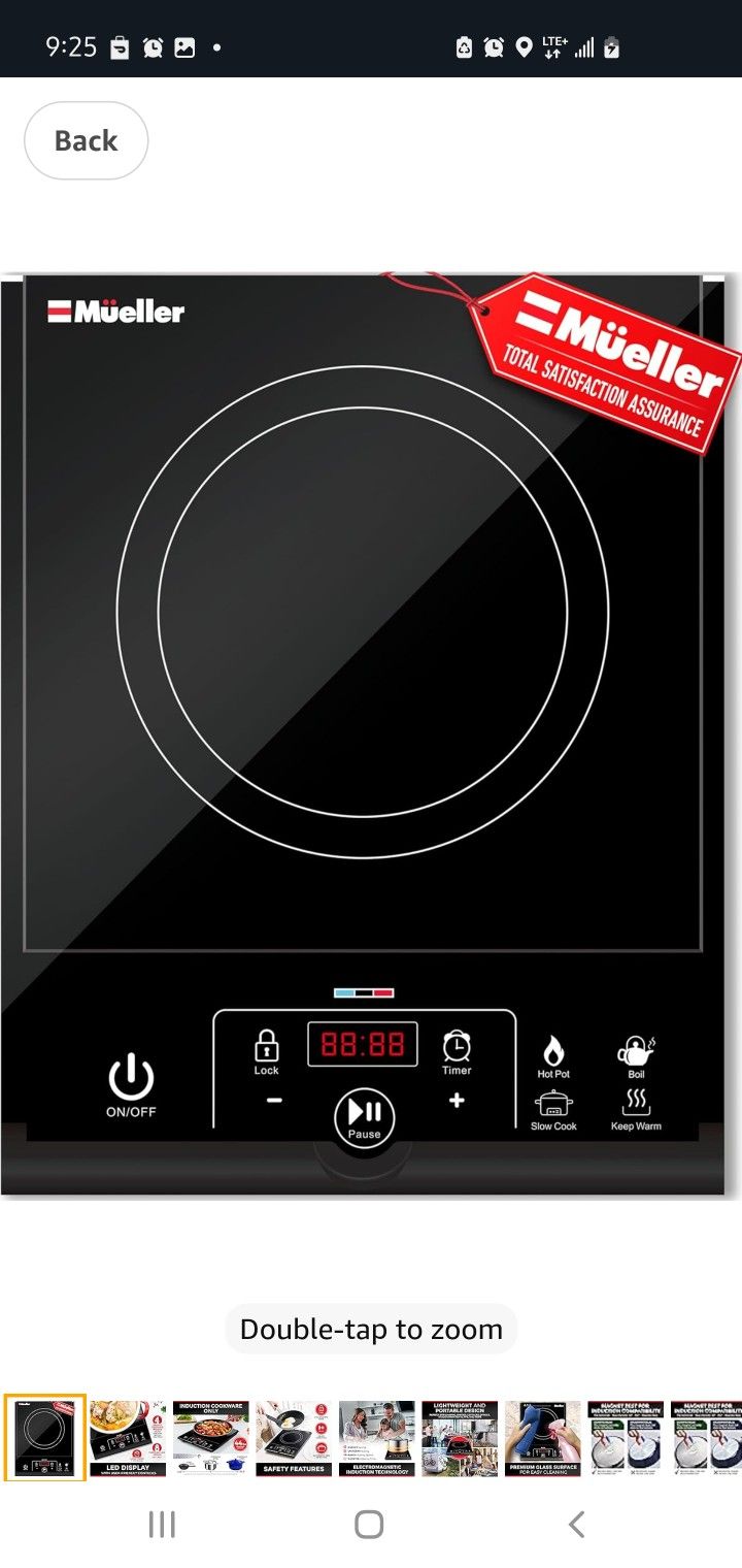 Mueller RapidTherm Portable Induction Cooktop Hot Plate Electric Stove Top Burner Camping Pot Child Lock Proof