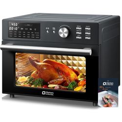 Kitchen in the box 32QT Extra Large Air Fryer Toaster Oven Combo, 21-in-1 Countertop Convection Toaster Oven with Rotisserie and Dehydrate, 6 Accessor