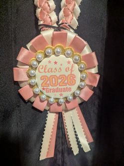 Graduation lei 2026 rose pink and off-white