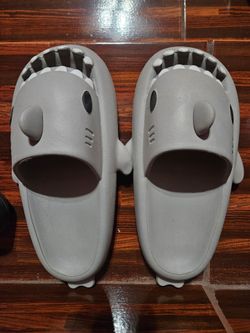 Gray Shark Slide Slippers