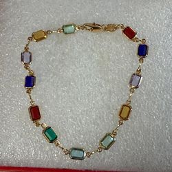 Pulsera gold fillet piedras colores