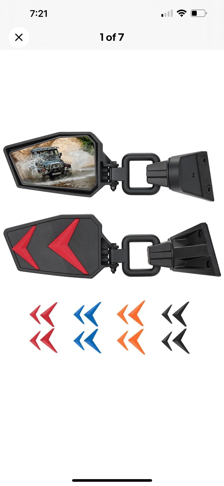 Mirrors Doors Off for Wrangler JK TJ 1, Side Mirrors Anti-Shake Quicker Install with Black Orange Blue Red Inserts for Wrangler Doors Off Safe