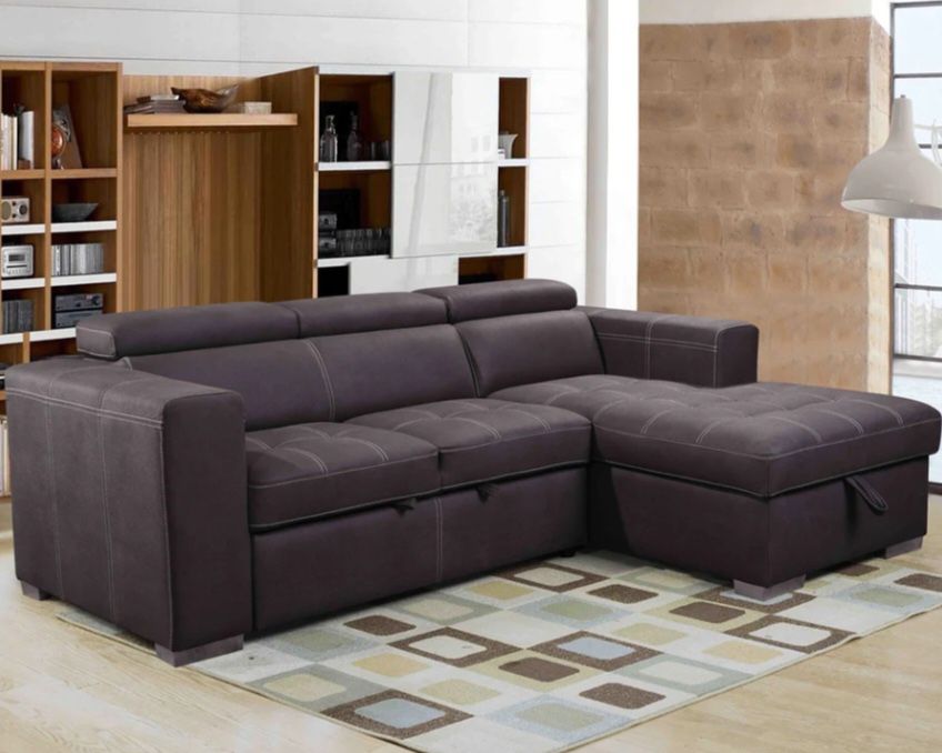 50% SALE 2Piece Fabric Sectional With Storage And Sleeper 