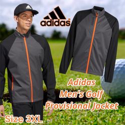 Adidas Men's Golf Provisional Full Zip Jacket Size 3XL Black/Gray HF9187, New 