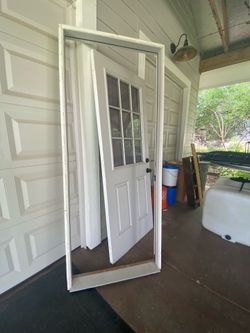Exterior door with jamb and threshold