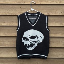 Y2K Women's Tennis Skull Sweater Vest