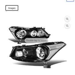 New in box DNA Motoring For 08-12 Honda Accord Sedan JDM Black Clear Corner Headlight Lamps Pair, HL-OH-HA084D-BK-cl-t2
