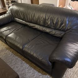 Black Leather Sofa Set