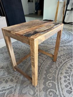 Handcrafted Solid Wood Side Table / End Table – Made in India – Rustic Reclaimed Look $70