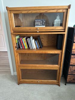 Oak Barrister Bookcase with Glass Doors