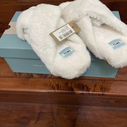 Toms Size 9 Susie Faux Fur Slipper Slides Slip On House Shoes