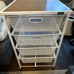 Origami 4-Tier Rolling Cart with Wood Top