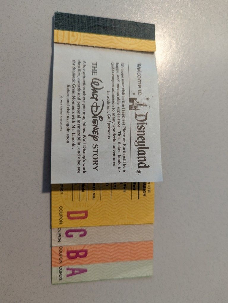 1980s Disneyland Junior Ticket Book