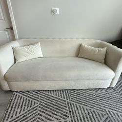 Modern White Couch (Velvet)