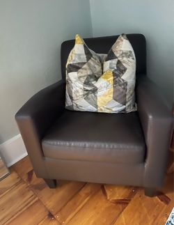 Brown Faux Leather Accent Chair