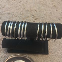 Sterling Silver 925 Bangles 12 Piece Weight 99 Grams New