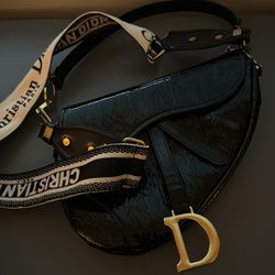 Dior patent Saddle Bag With Strap