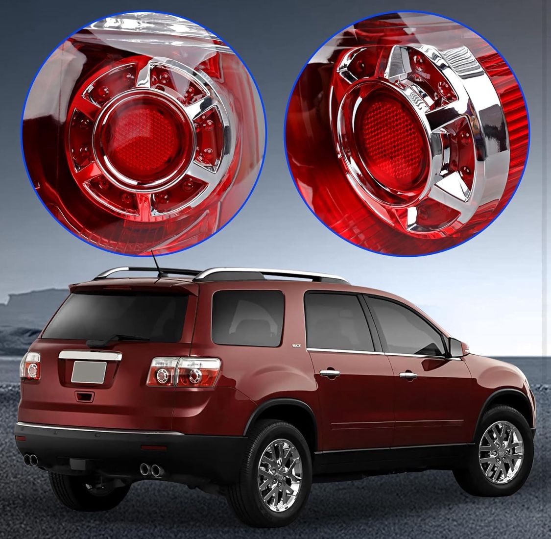 Brake Tail Light for GMC Acadia 2007-2012 - GM Rear Taillight Assembly for 6 and 1 - Outer Tail Lamp for Passenger Right Side RH