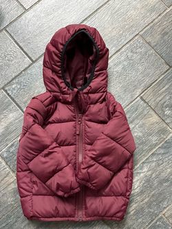 Kids Burgundy Hooded Puffer Jacket