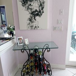21 Bottle Wine Rack With Glass Table Top 