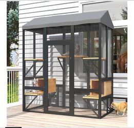 Cat Catio, Black Catio Outdoor Cat Enclosure, Large Cats House for Mulitiple Cats Walk
