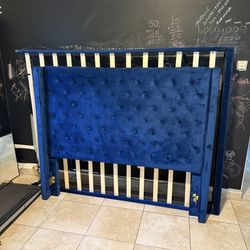 Bed Frame (Queen) Blue Suede