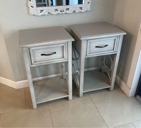 Gray Wood Nightstands - Pair