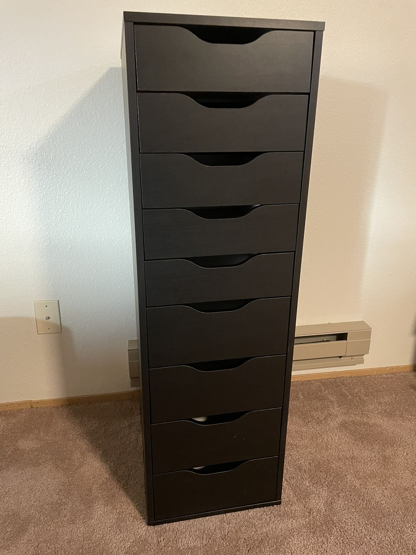 Tall Black 9-Drawer IKEA Alex Unit