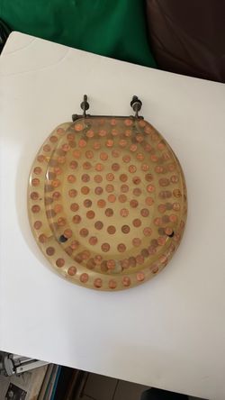Toilet seat with Pennie’s.