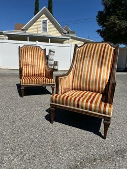 Vintage Orange striped Bergere chairs