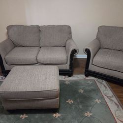Loveseat Chair and Ottoman 3 piece