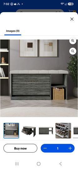 Brand New Castle Place Upholstered Shoe Storage Bench – Dark Gray – Unopened Box