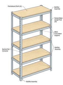 Heavy-Duty 5-Tier Steel & Wood Shelving Units