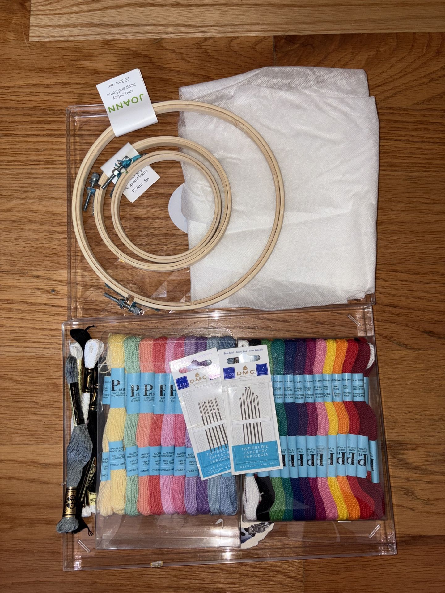 Embroidery Hoops, Floss, Needles, Transfer Fabric