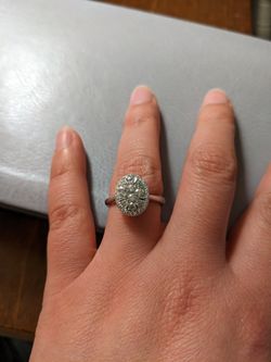 14k White Gold Engagement Ring, Size 5