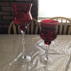Red Decor Candle Holders