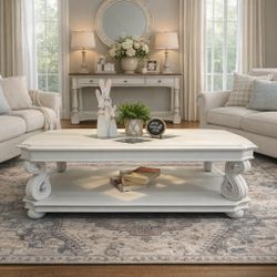 Elegant White Curvy Coffee Table 