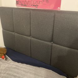 Dark Grey Twin Size Upholstered Platform Bedframe