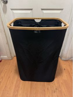 Portable Rectangular Laundry Hamper Basket with Washable Liner black