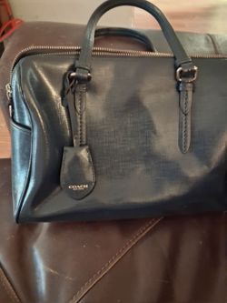 Coach New York Navy Leather Satchel Handbag
