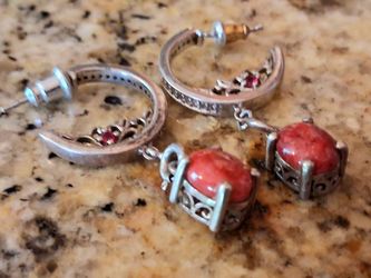 Beautiful Ruby Gemstone & Diamond Sterling Silver Earrings