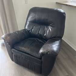 Leather swinging recliner