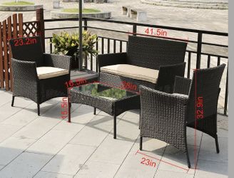 Patio Furniture Set 4 Pcs Outdoor Wicker Sofas Rattan Chair Wicker Conversation