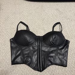 Black Faux Leather Corset Top