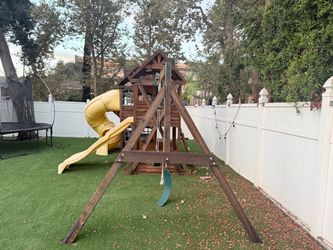 Playground with swing and slide
