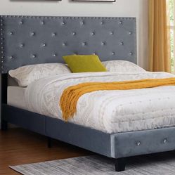 Brand New Queen Size Grey Velvet Bed Frame With New Mattress/Fast Delivery 