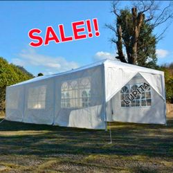 10×30 FT White Party Tent, Waterproof Outdoor Wedding Canopy with Removable Sidewalls